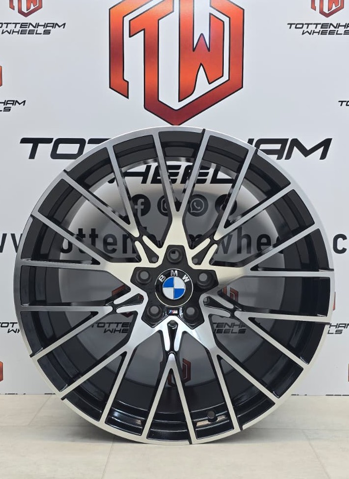 Set of 4 BMW 788M Style Replica Alloy Wheels – 19 Inch – Black & Diamond Cut – 5X112