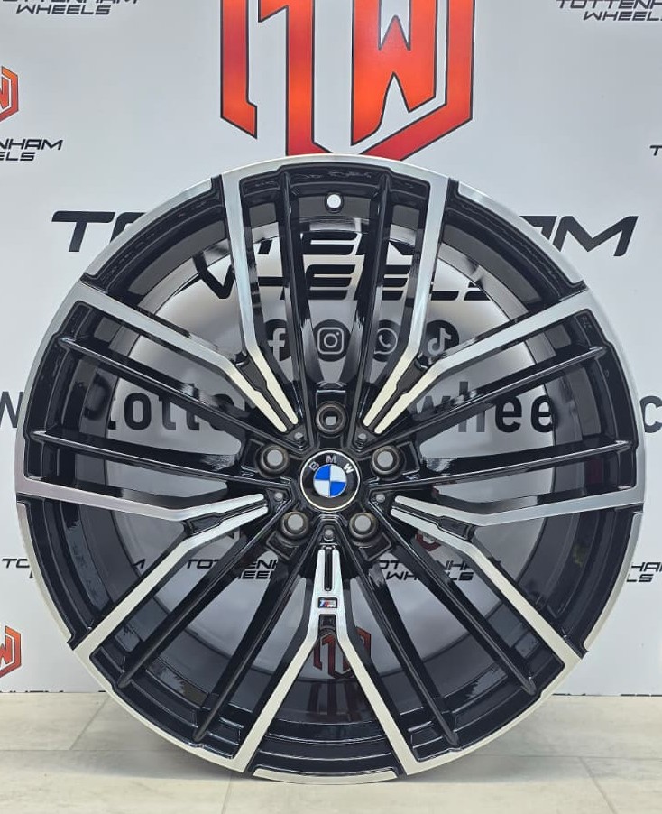 SET OF 4 BRAND NEW 20" BMW 846M STYLE ALLOY WHEELS BLACK MACHINE FACE 5X112