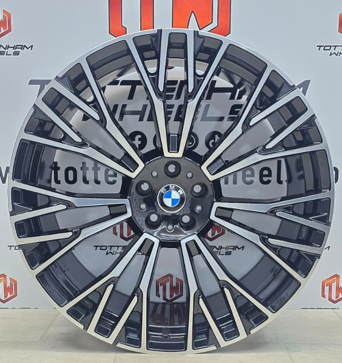 Set of 4 Brand New 20" BMW 745M Style Alloy Wheels Black Diamond cut - 5x120