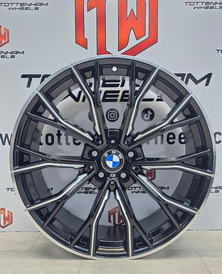 SET OF 4 BRAND NEW 19" BMW 669M STYLE ALLOY WHEELS GLOSSY BLACK MILLING 5X120