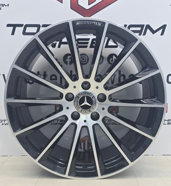 SET OF 4 BRAND NEW 19" MERCEDES TURBINE TWIST AMG STYLE ALLOY WHEELS GLOSS BLACK MACHINE FACE