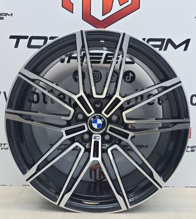 SET OF 4 BRAND NEW 19" BMW 825M STYLE ALLOY WHEELS BLACK MACHINE FACE 5X112
