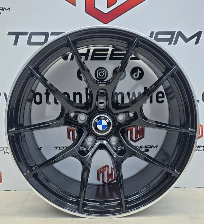 Set of 4 Brand New 19" HR 4 Aftermarket Alloy Wheels Black Machine lip to Fit BMW 5x120