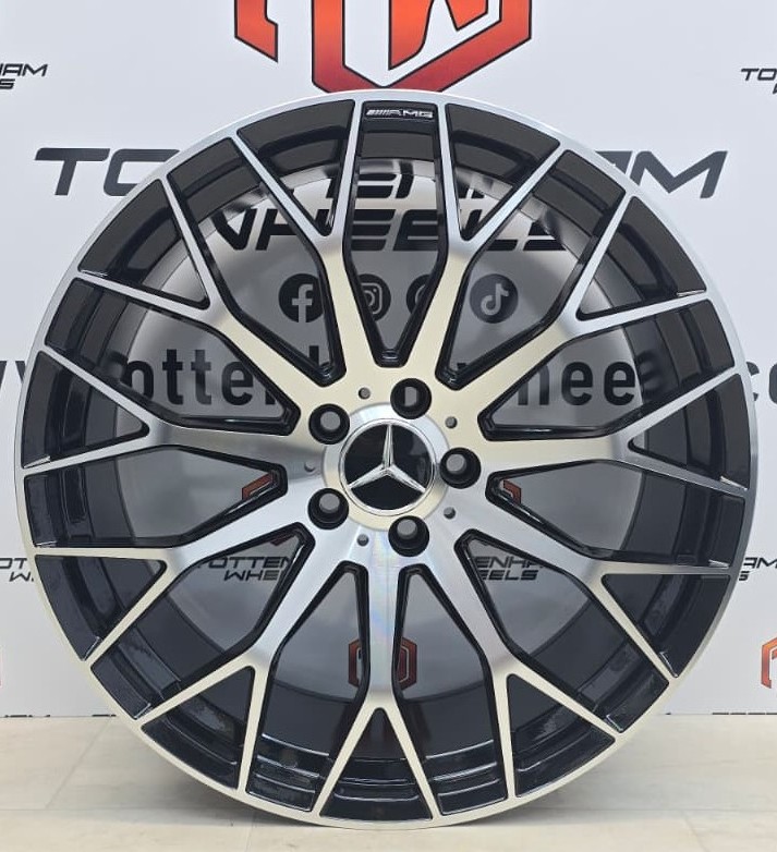 SET OF 4 brand New 20" MERCEDES GLC 63 Y SPOKE AMG STYLE ALLOY WHEELS GLOSS BLACK MACHINE FACE