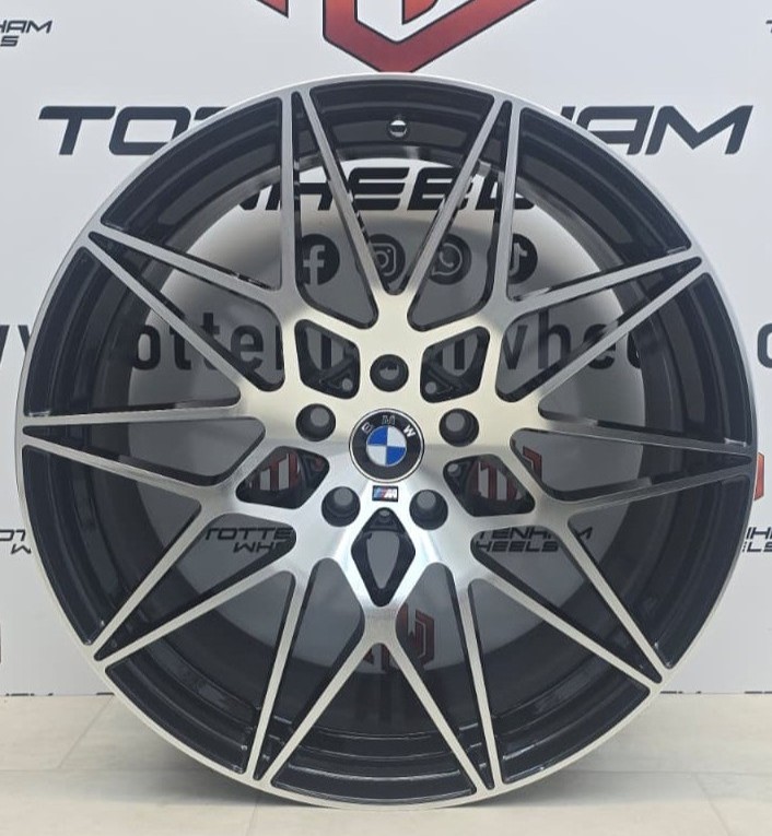 SET OF 4 BRAND NEW 19" BMW 66M STYLE ALLOY WHEELS BLACK MACHINE FACE 5X112
