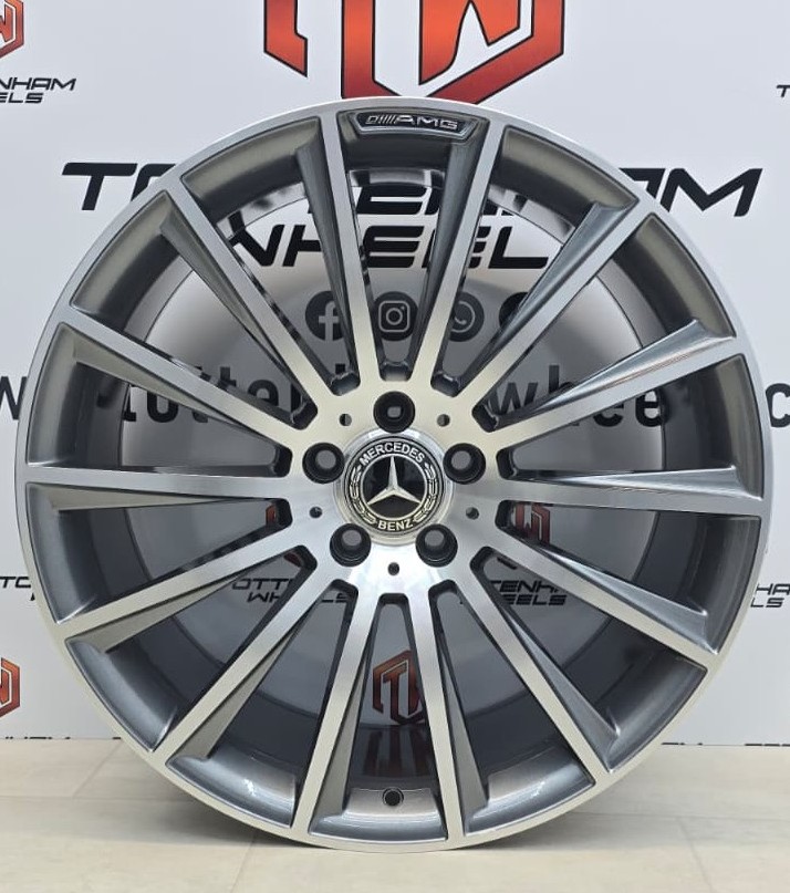 SET OF 4 brand New 20" MERCEDES TURBINE TWIST AMG STYLE ALLOY WHEELS GREY MACHINE FACE