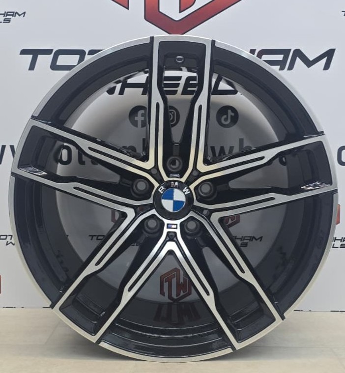 SET OF 4 BRAND NEW 19" BMW 810M STYLE ALLOY WHEELS GLOSSY BLACK DIAMOND CUT 5X120