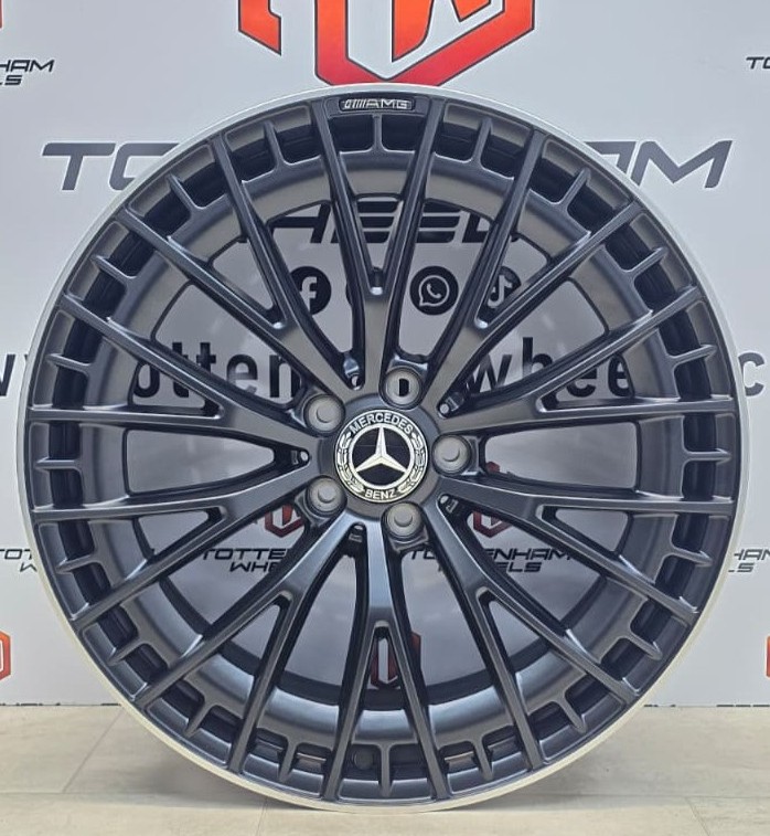 SET OF 4 brand New 20" MERCEDES EQS AMG STYLE ALLOY WHEELS Satin Black Machine Lip